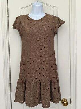 ✨ Olivia Rae New York Brown Eyelet Babydoll Dress NWT Made in USA ✨